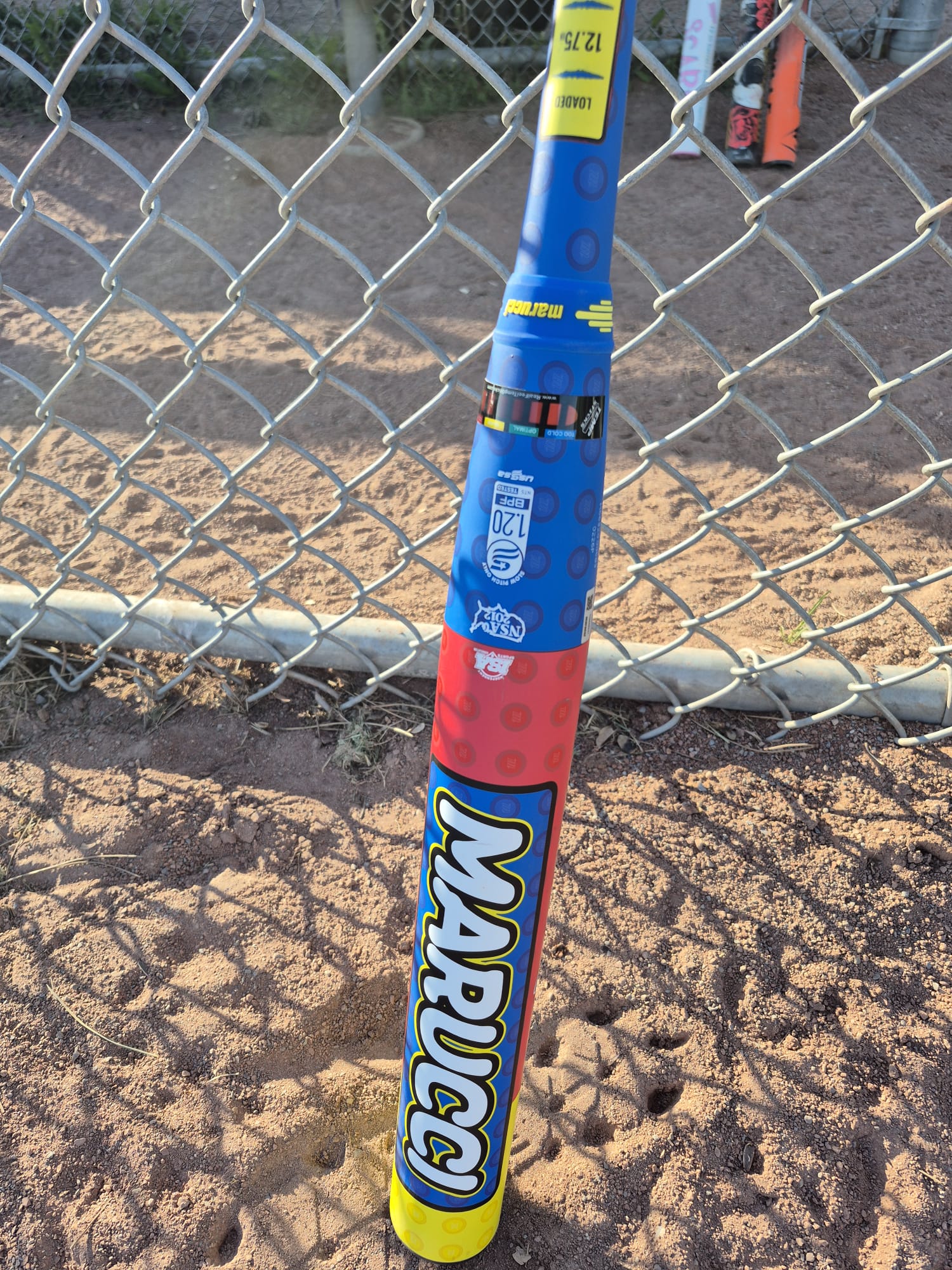 Real Feel Temp Stick reading at 21°C on a composite bat